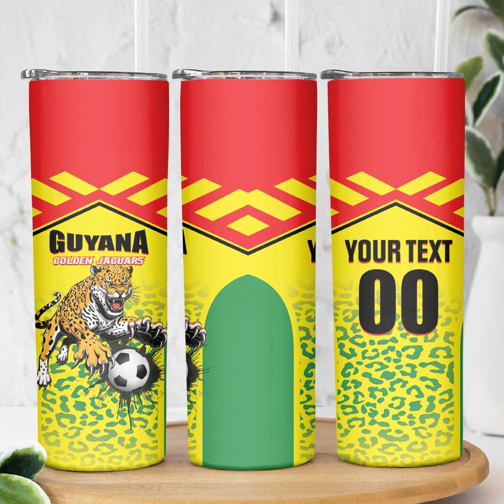 Custom Football Guyana Skinny Tumbler Golden Jaguars