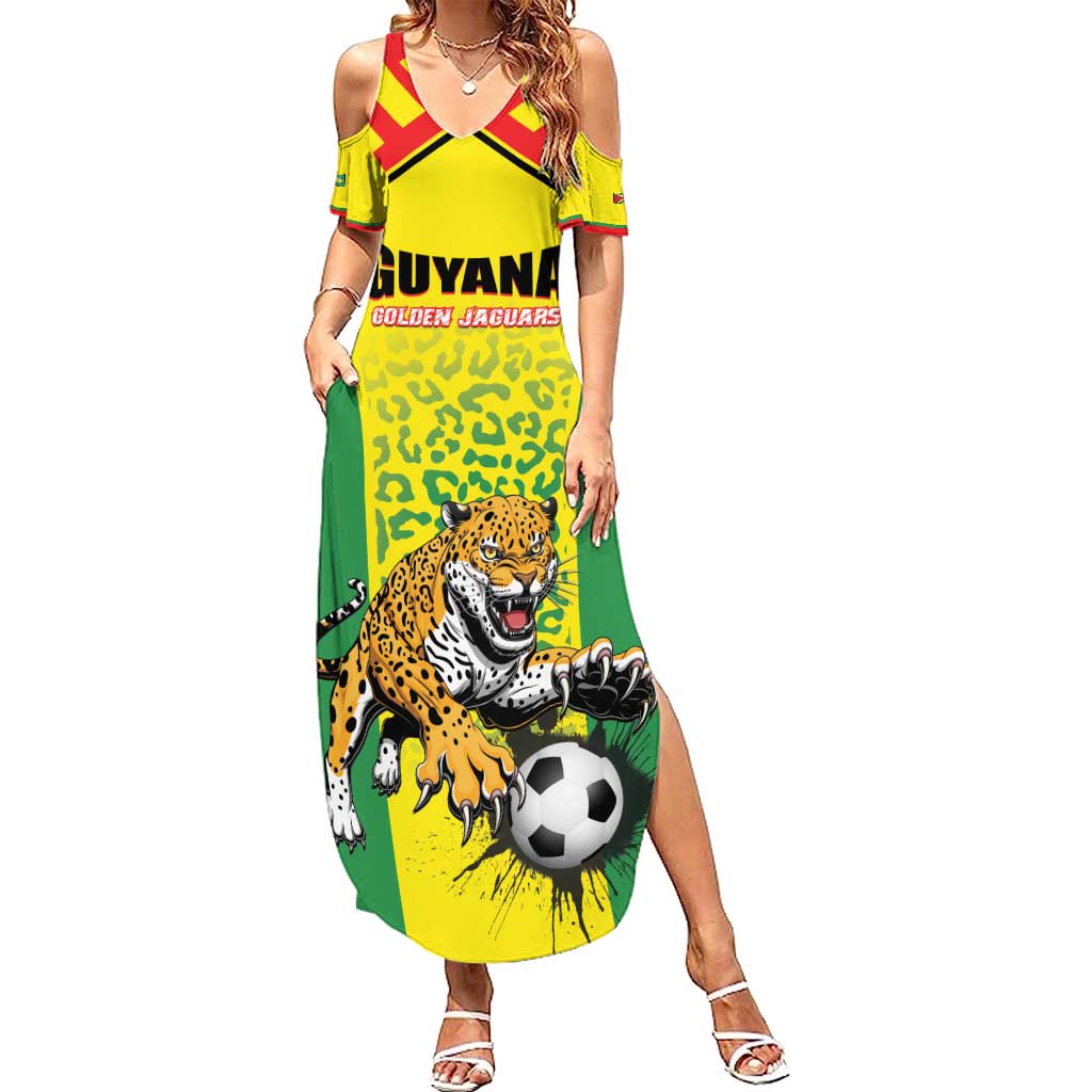 Custom Football Guyana Summer Maxi Dress Golden Jaguars