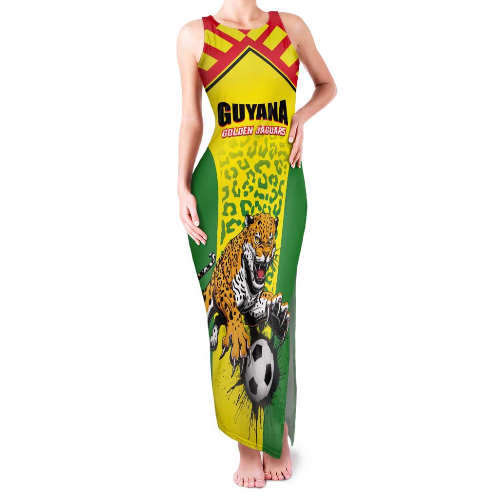 Custom Football Guyana Tank Maxi Dress Golden Jaguars