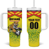 Custom Football Guyana Tumbler With Handle Golden Jaguars