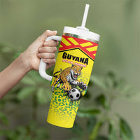 Custom Football Guyana Tumbler With Handle Golden Jaguars