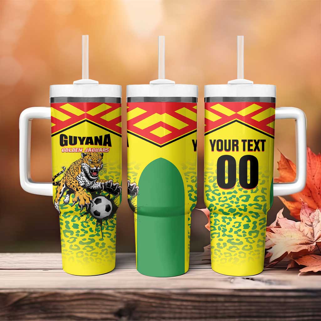 Custom Football Guyana Tumbler With Handle Golden Jaguars