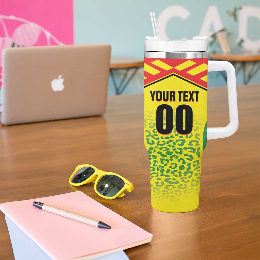 Custom Football Guyana Tumbler With Handle Golden Jaguars