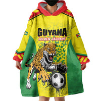 Custom Football Guyana Wearable Blanket Hoodie Golden Jaguars