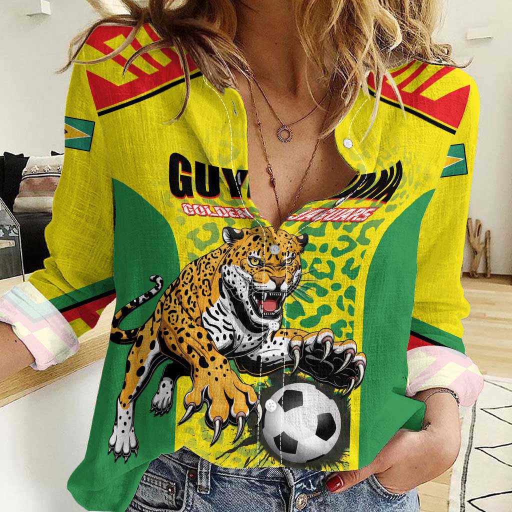 Custom Football Guyana Women Casual Shirt Golden Jaguars