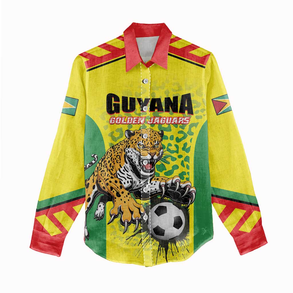 Custom Football Guyana Women Casual Shirt Golden Jaguars