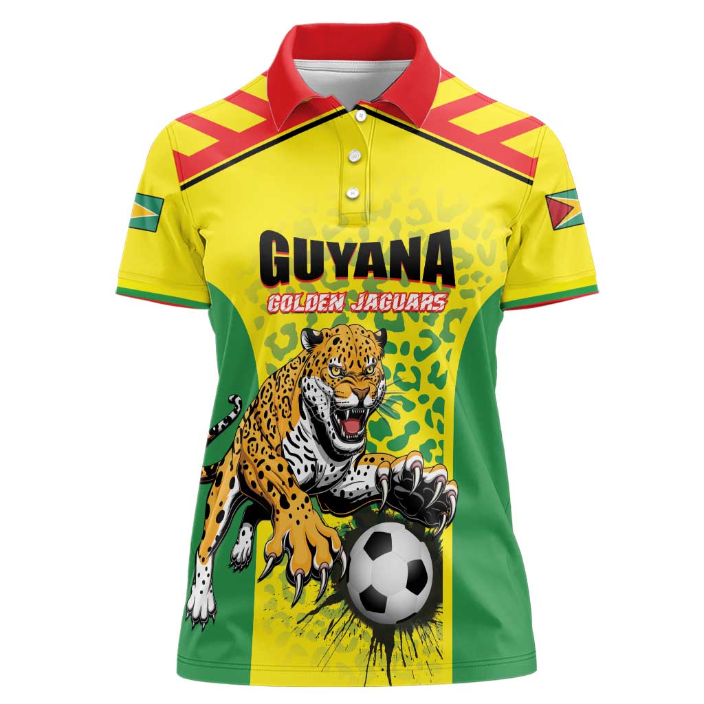 Custom Football Guyana Women Polo Shirt Golden Jaguars
