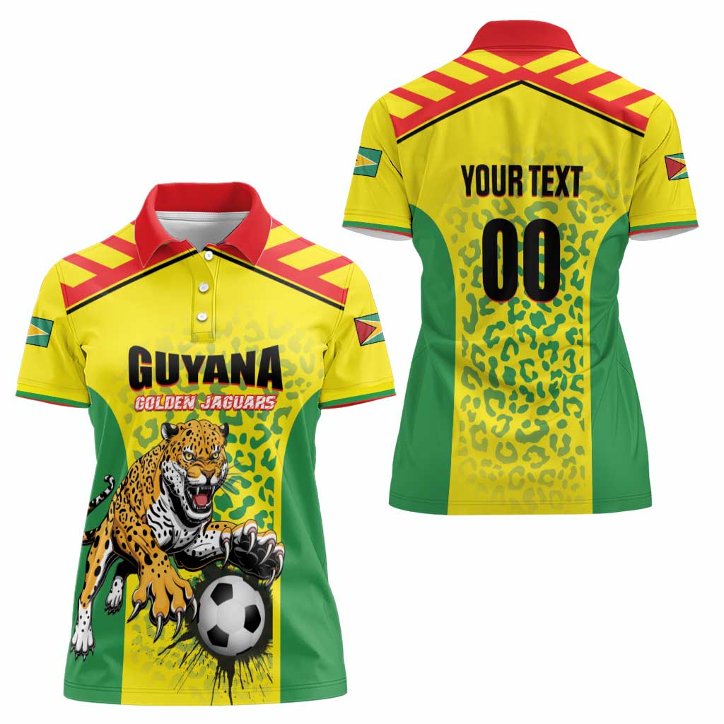 Custom Football Guyana Women Polo Shirt Golden Jaguars