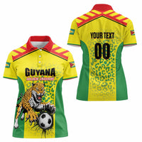 Custom Football Guyana Women Polo Shirt Golden Jaguars