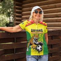 Custom Football Guyana Women Polo Shirt Golden Jaguars
