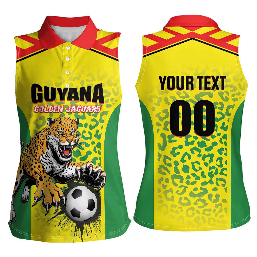 Custom Football Guyana Women Sleeveless Polo Shirt Golden Jaguars