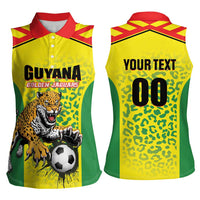 Custom Football Guyana Women Sleeveless Polo Shirt Golden Jaguars