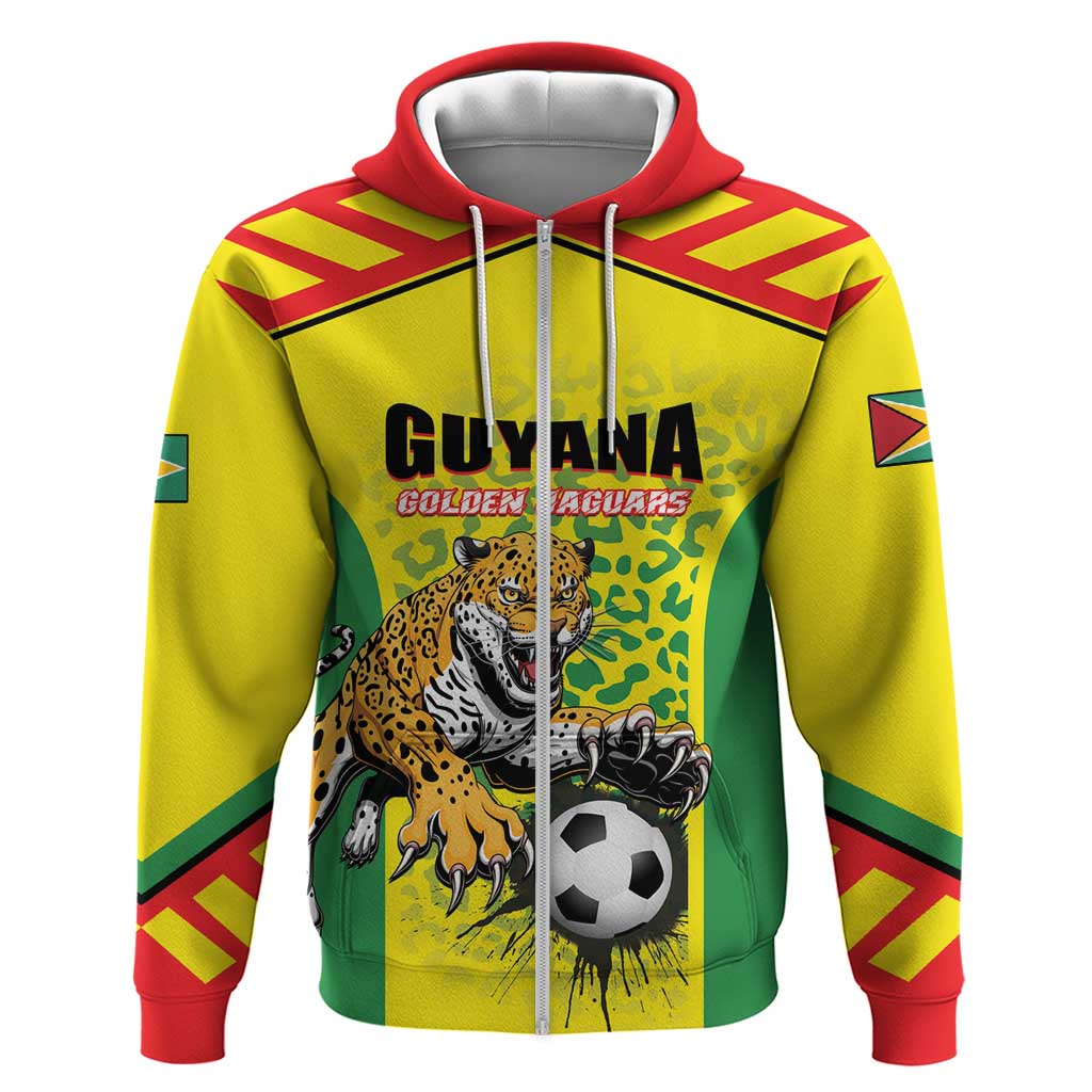 Custom Football Guyana Zip Hoodie Golden Jaguars