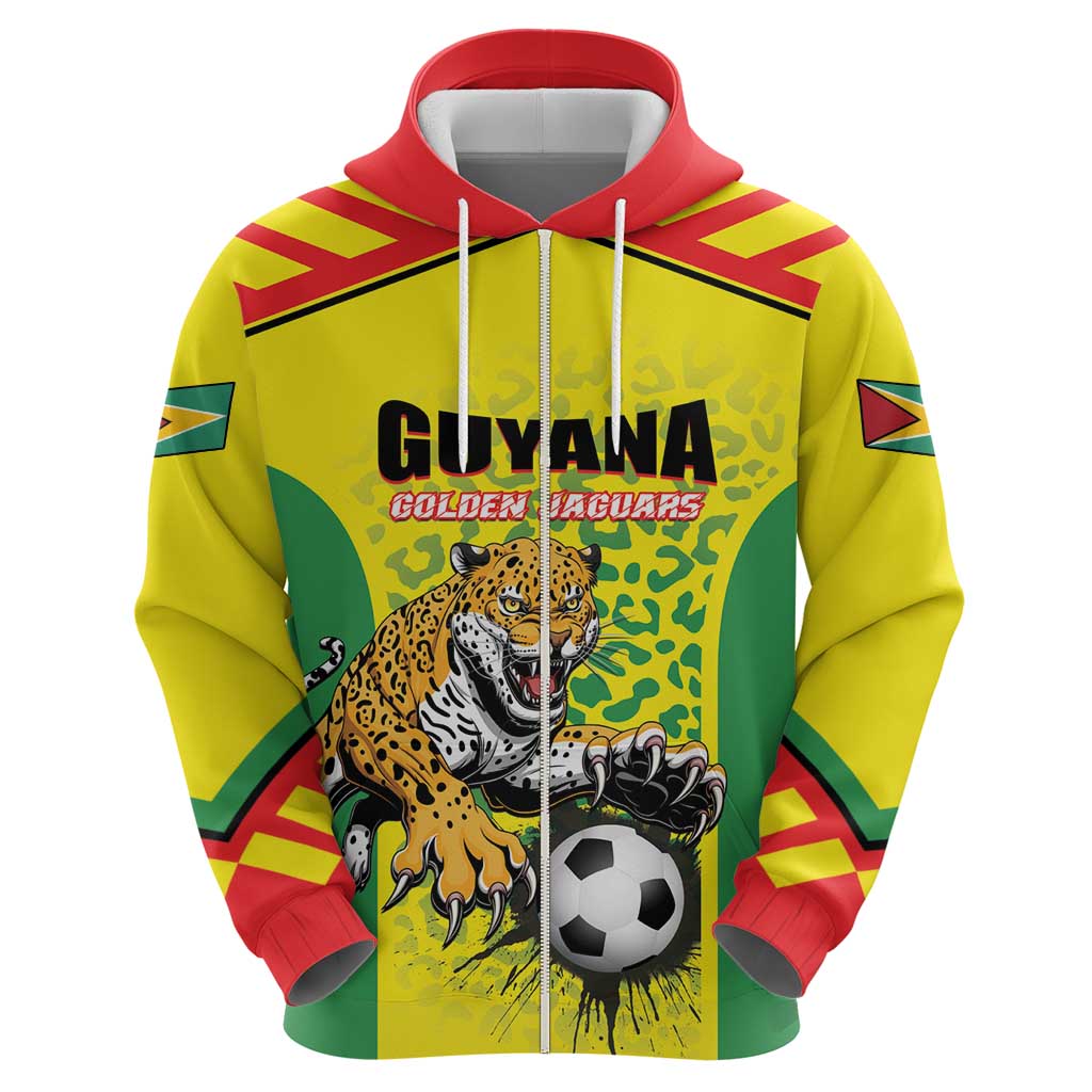 Custom Football Guyana Zip Hoodie Golden Jaguars