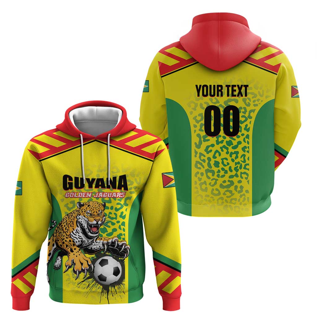 Custom Football Guyana Zip Hoodie Golden Jaguars