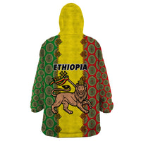 Ethiopia Wearable Blanket Hoodie Ethiopian Lion Of Judah With African Pattern - Wonder Print Shop