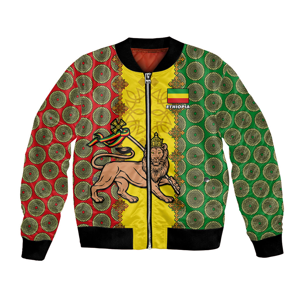 personalised-ethiopia-bomber-jacket-ethiopian-lion-of-judah-with-african-pattern