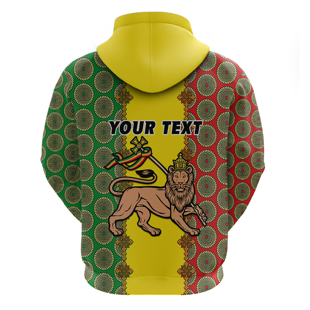 Personalised Ethiopia Hoodie Ethiopian Lion Of Judah With African Pattern - Wonder Print Shop