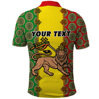 Personalised Ethiopia Polo Shirt Ethiopian Lion Of Judah With African Pattern - Wonder Print Shop