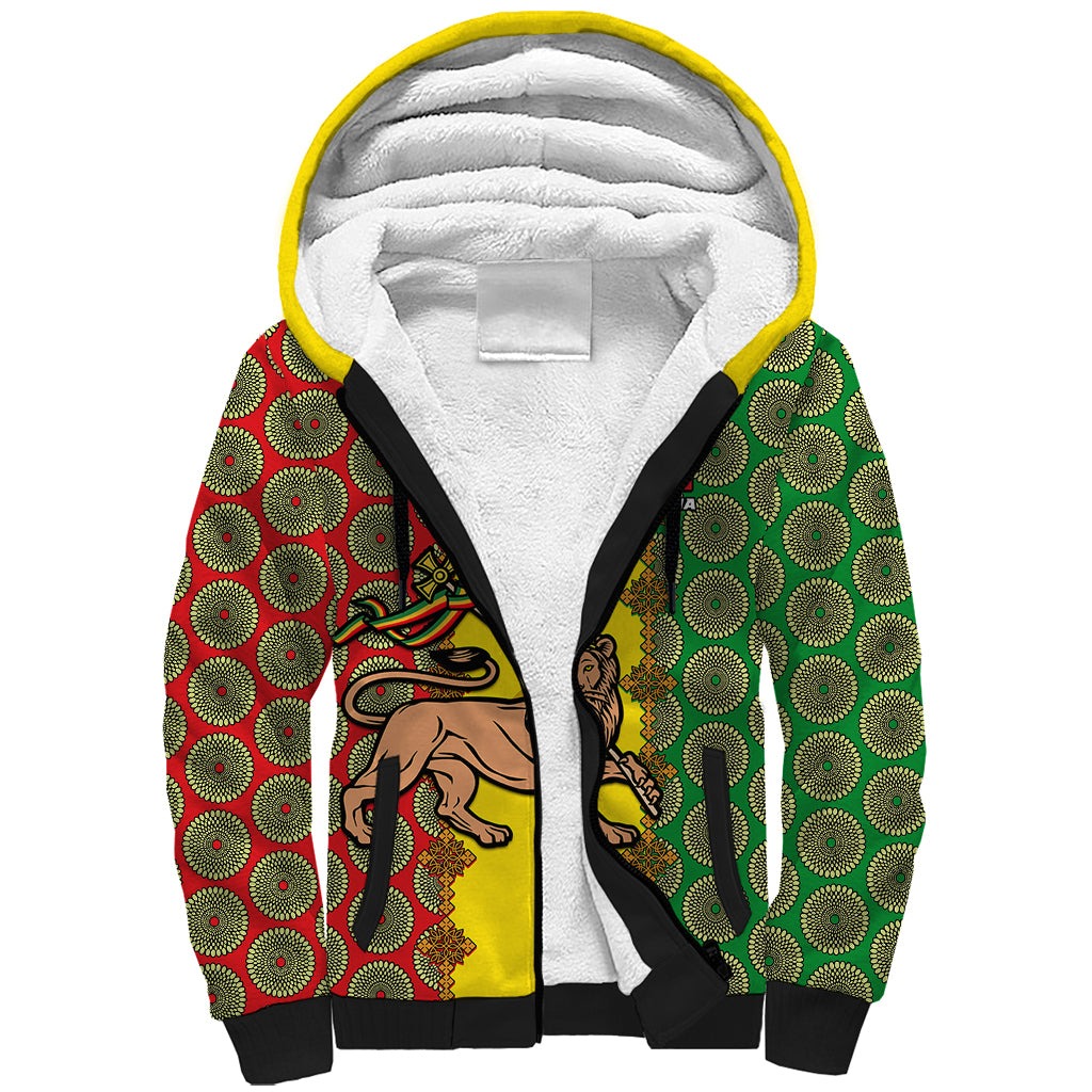 personalised-ethiopia-sherpa-hoodie-ethiopian-lion-of-judah-with-african-pattern