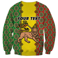 Personalised Ethiopia Sweatshirt Ethiopian Lion Of Judah With African Pattern - Wonder Print Shop