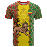 Personalised Ethiopia T Shirt Ethiopian Lion Of Judah With African Pattern - Wonder Print Shop