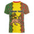 Personalised Ethiopia Women V Neck T Shirt Ethiopian Lion Of Judah With African Pattern - Wonder Print Shop