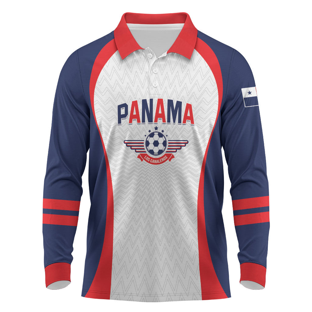 Custom Panama 2026 World Football Long Sleeve Polo Shirt Los Canaleros Go