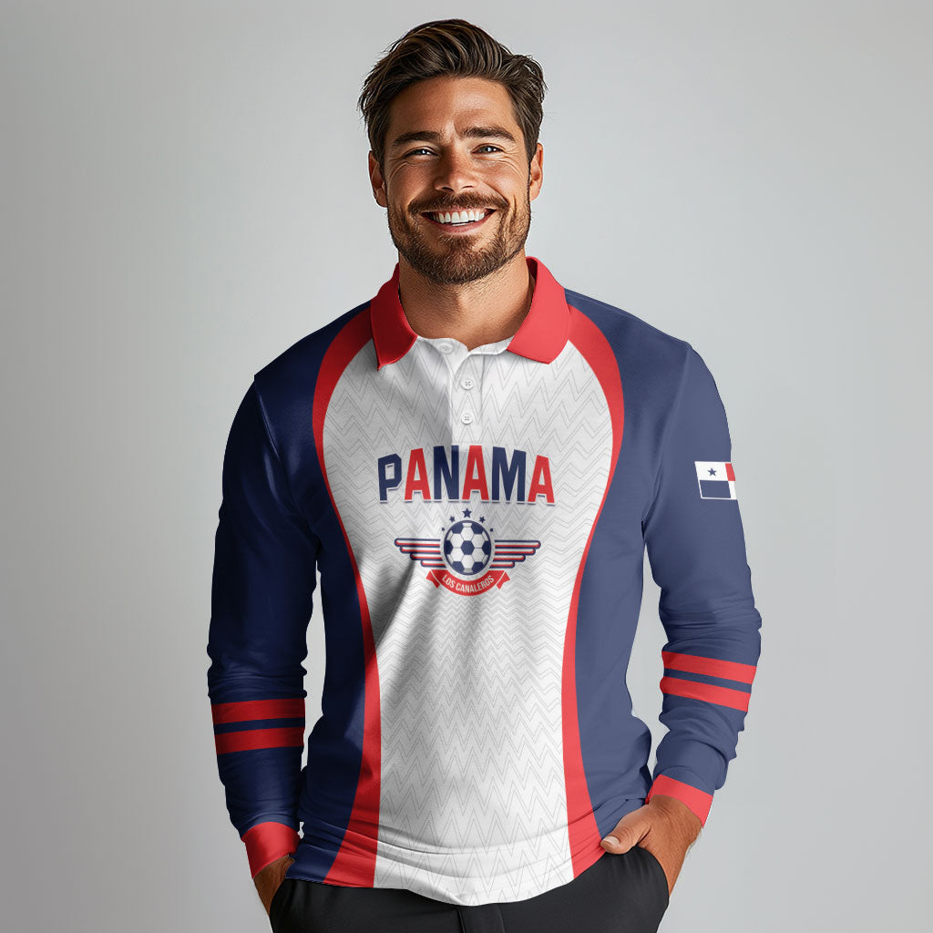Custom Panama 2026 World Football Long Sleeve Polo Shirt Los Canaleros Go