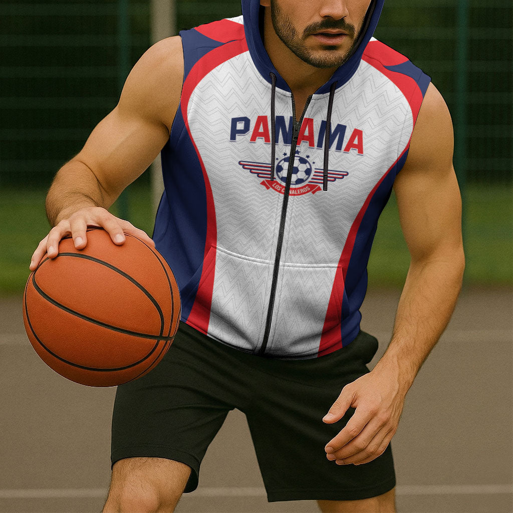 Custom Panama 2026 World Football Sleeveless Zip Hoodie Los Canaleros Go