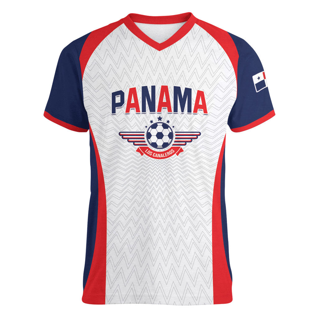 Custom Panama 2026 World Football Women V-Neck T-Shirt Los Canaleros Go
