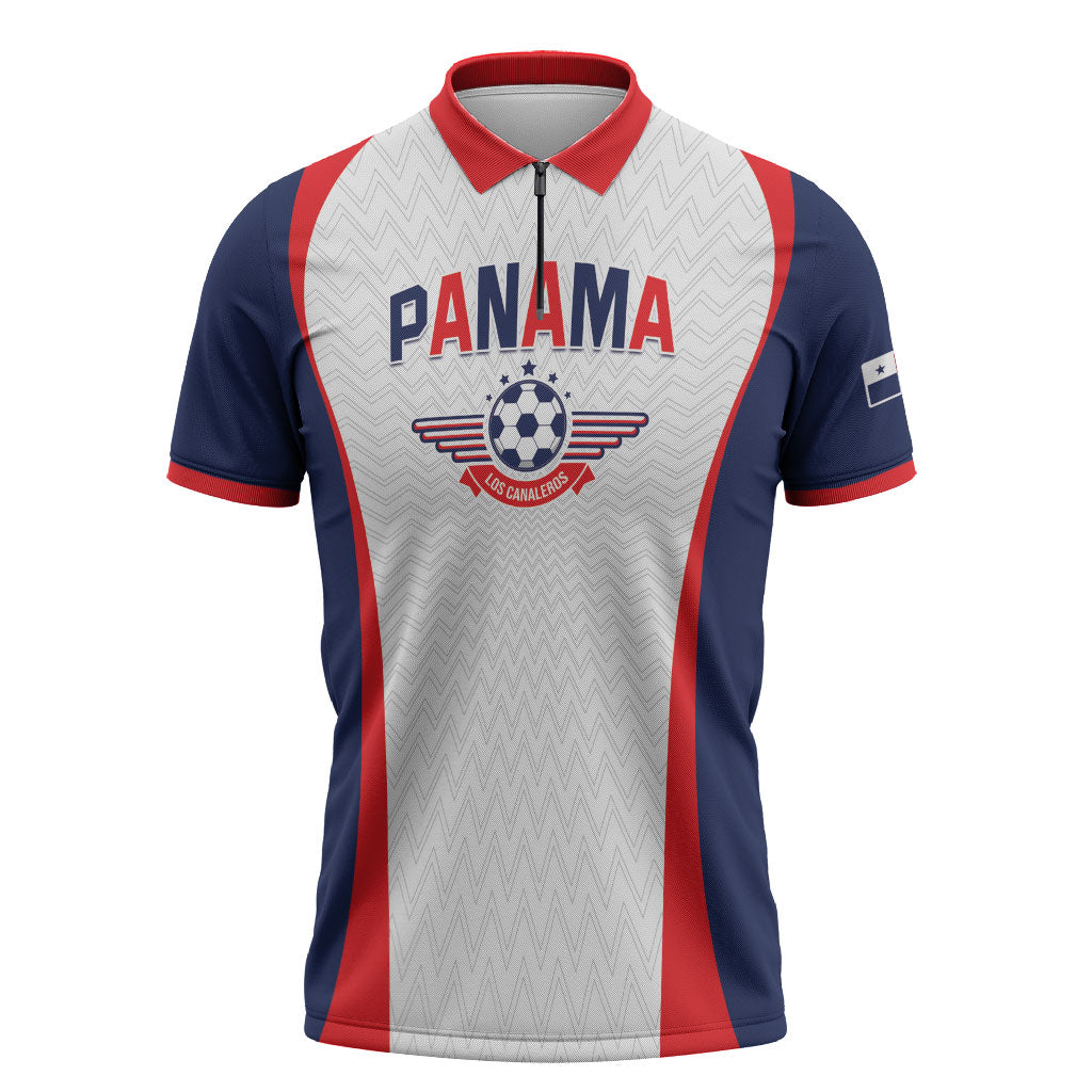 Custom Panama 2026 World Football Zipper Polo Shirt Los Canaleros Go