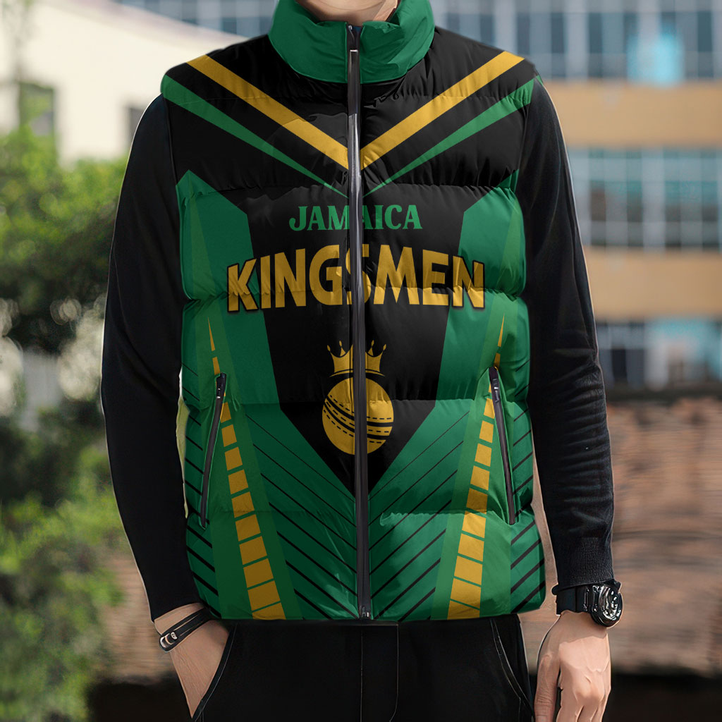 Custom Jamaica 2026 Cricket Kingsmen Sleeveless Puffer Jacket We Are Tallawah