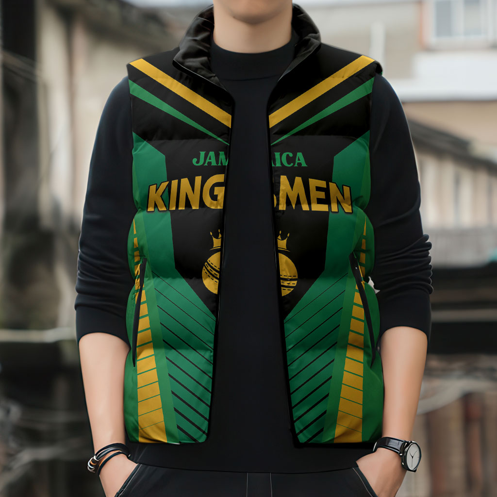 Custom Jamaica 2026 Cricket Kingsmen Sleeveless Puffer Jacket We Are Tallawah