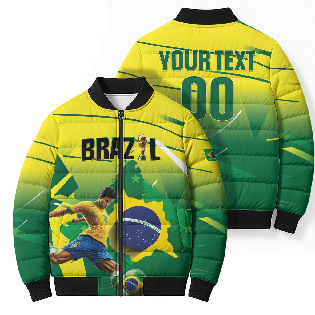 Custom Brazil 2026 World Football Bomber Puffer Jacket Selecao Champions