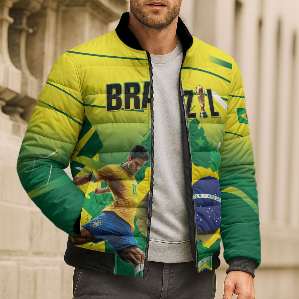 Custom Brazil 2026 World Football Bomber Puffer Jacket Selecao Champions