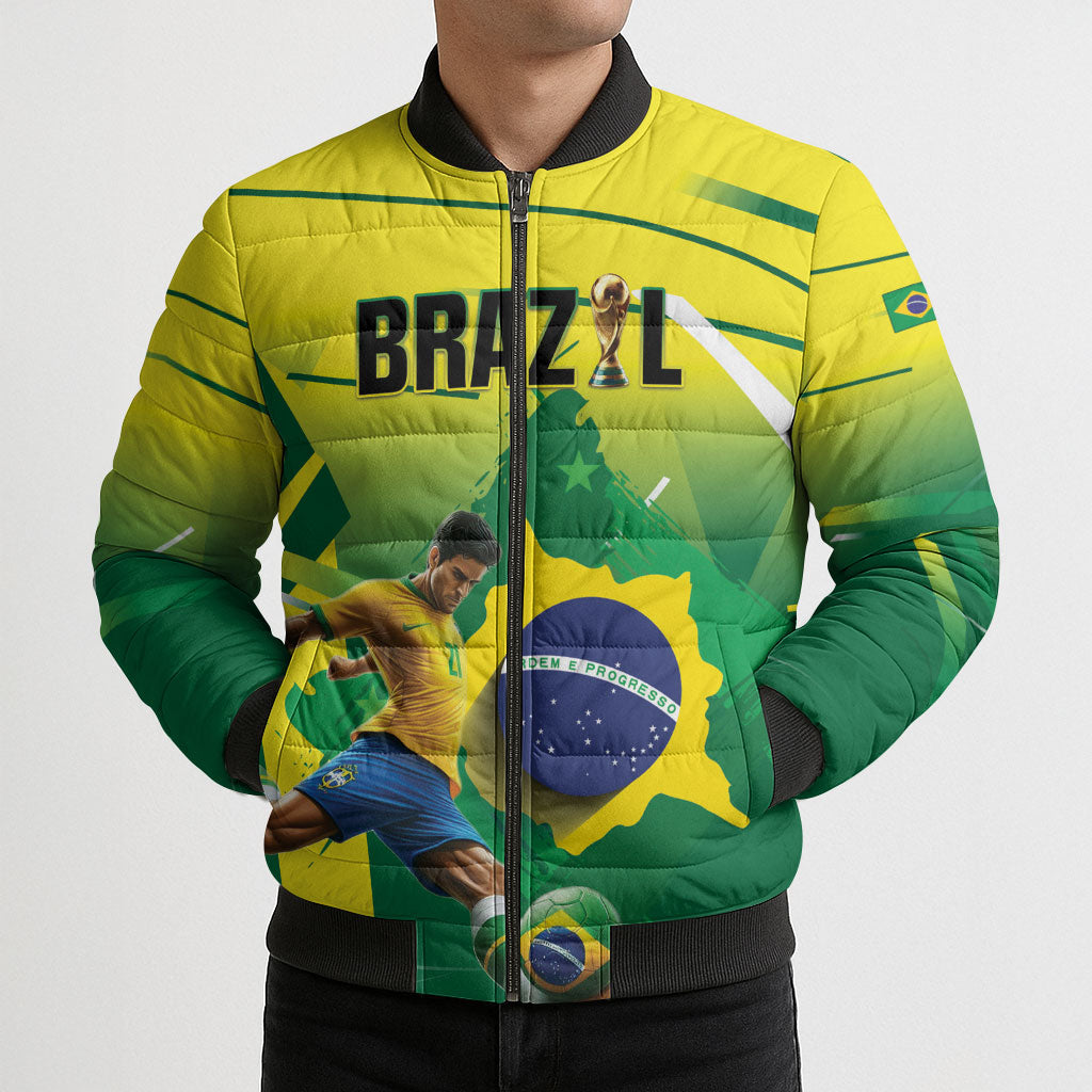 Custom Brazil 2026 World Football Bomber Puffer Jacket Selecao Champions