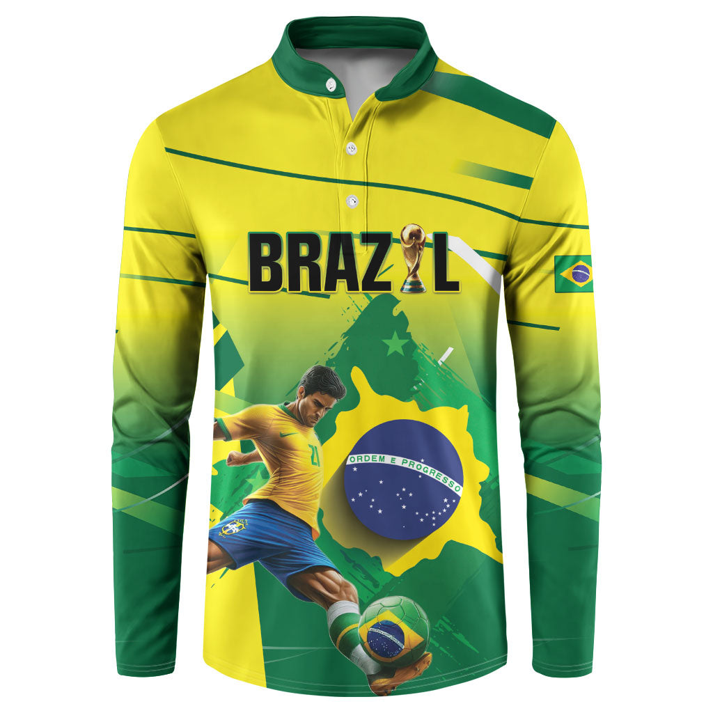 Custom Brazil 2026 World Football Button Sweatshirt Selecao Champions
