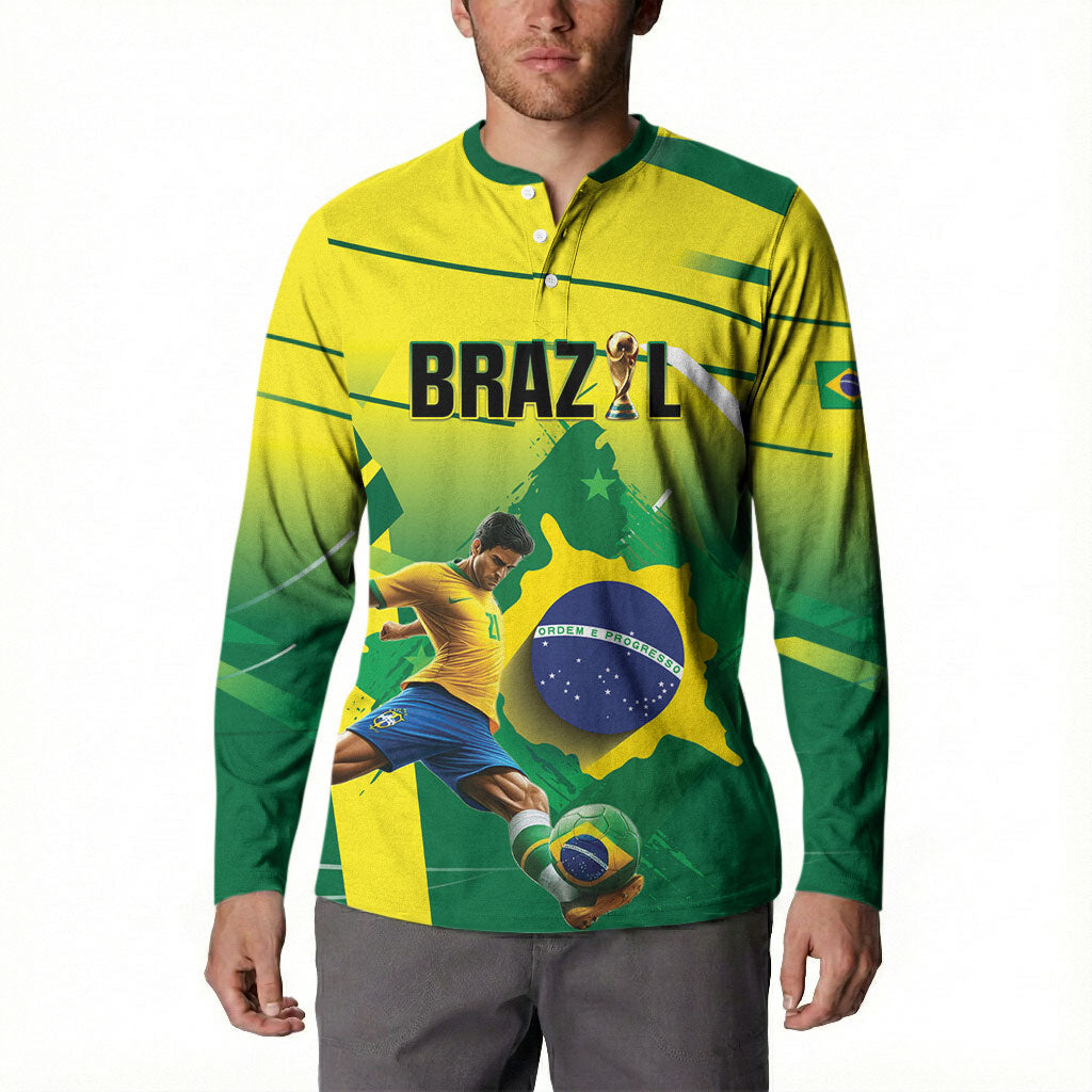 Custom Brazil 2026 World Football Button Sweatshirt Selecao Champions