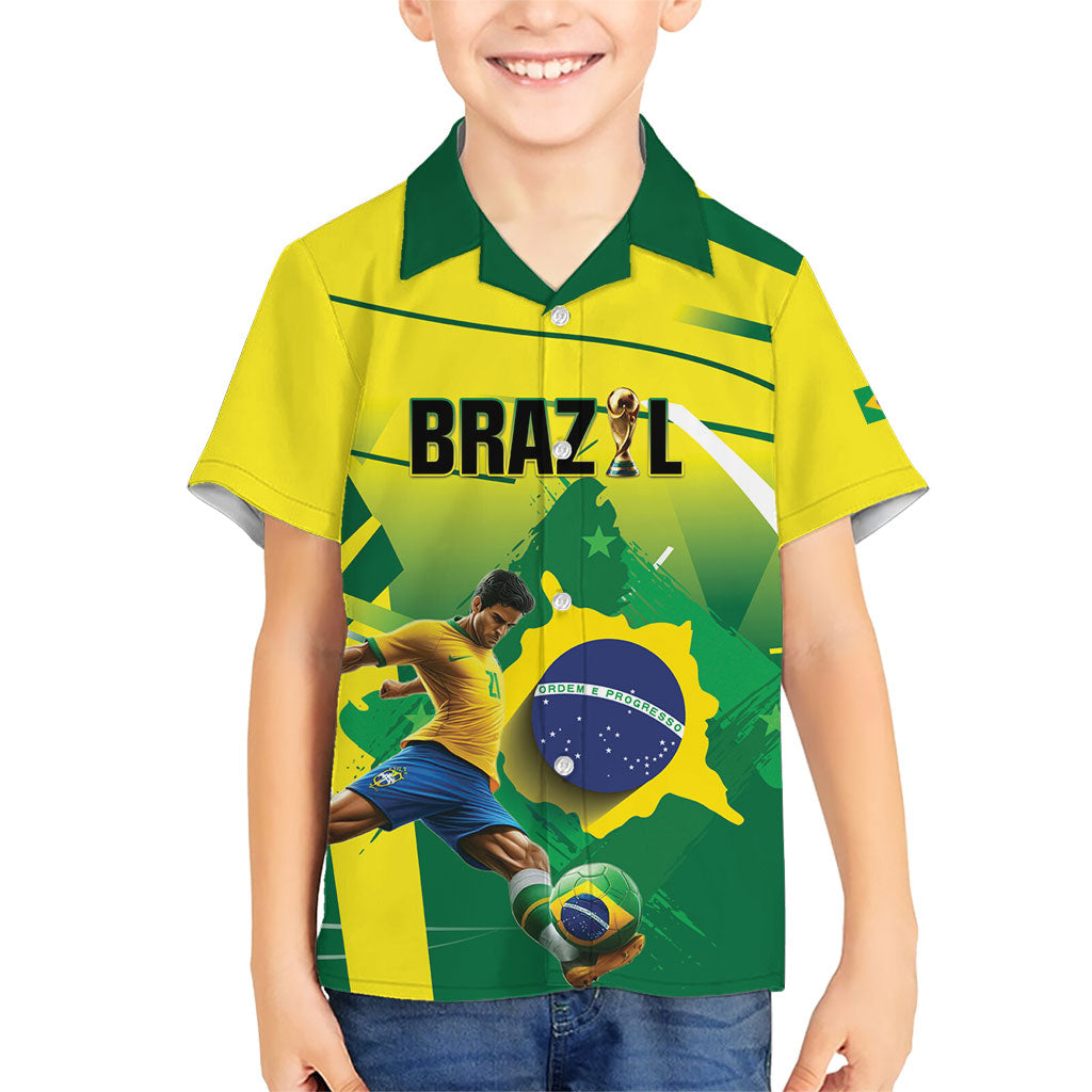 Custom Brazil 2026 World Football Kid Hawaiian Shirt Selecao Champions