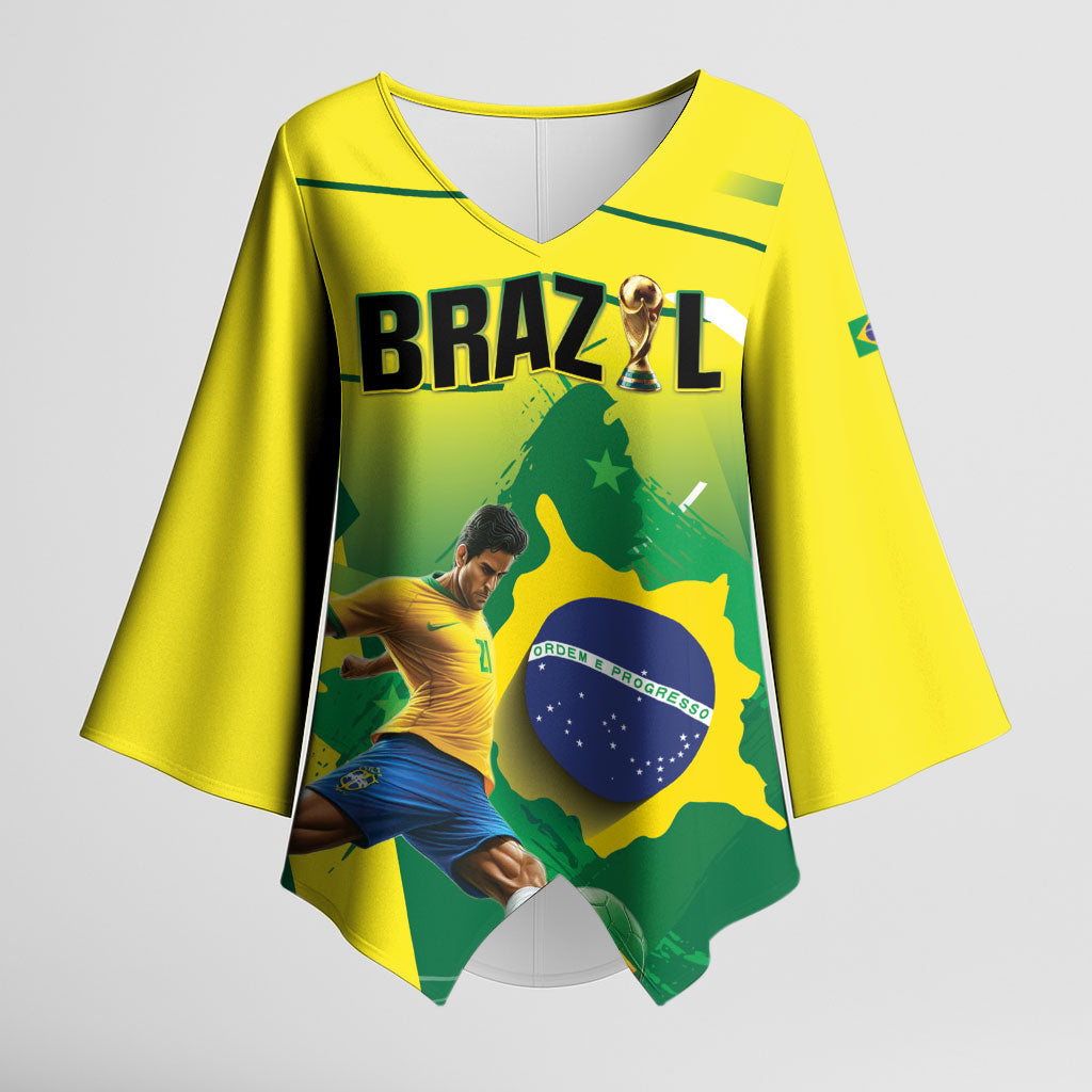 Custom Brazil 2026 World Football Kimono Sleeve Blouse Selecao Champions