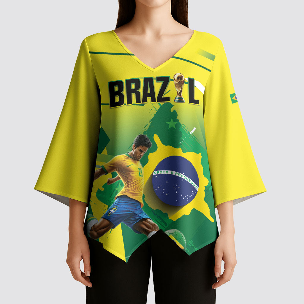 Custom Brazil 2026 World Football Kimono Sleeve Blouse Selecao Champions