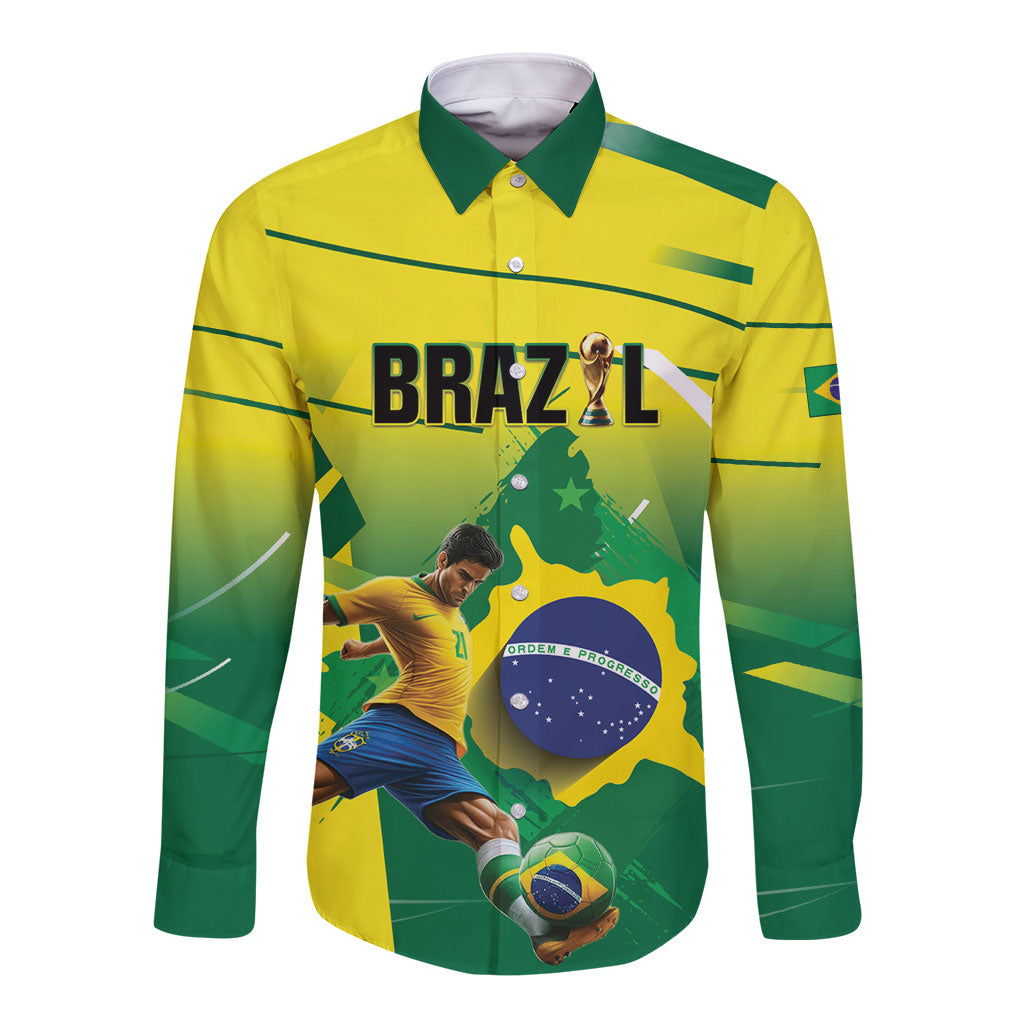 Custom Brazil 2026 World Football Long Sleeve Button Shirt Selecao Champions