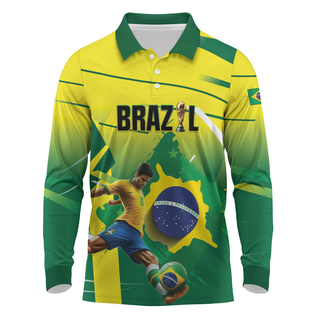 Custom Brazil 2026 World Football Long Sleeve Polo Shirt Selecao Champions