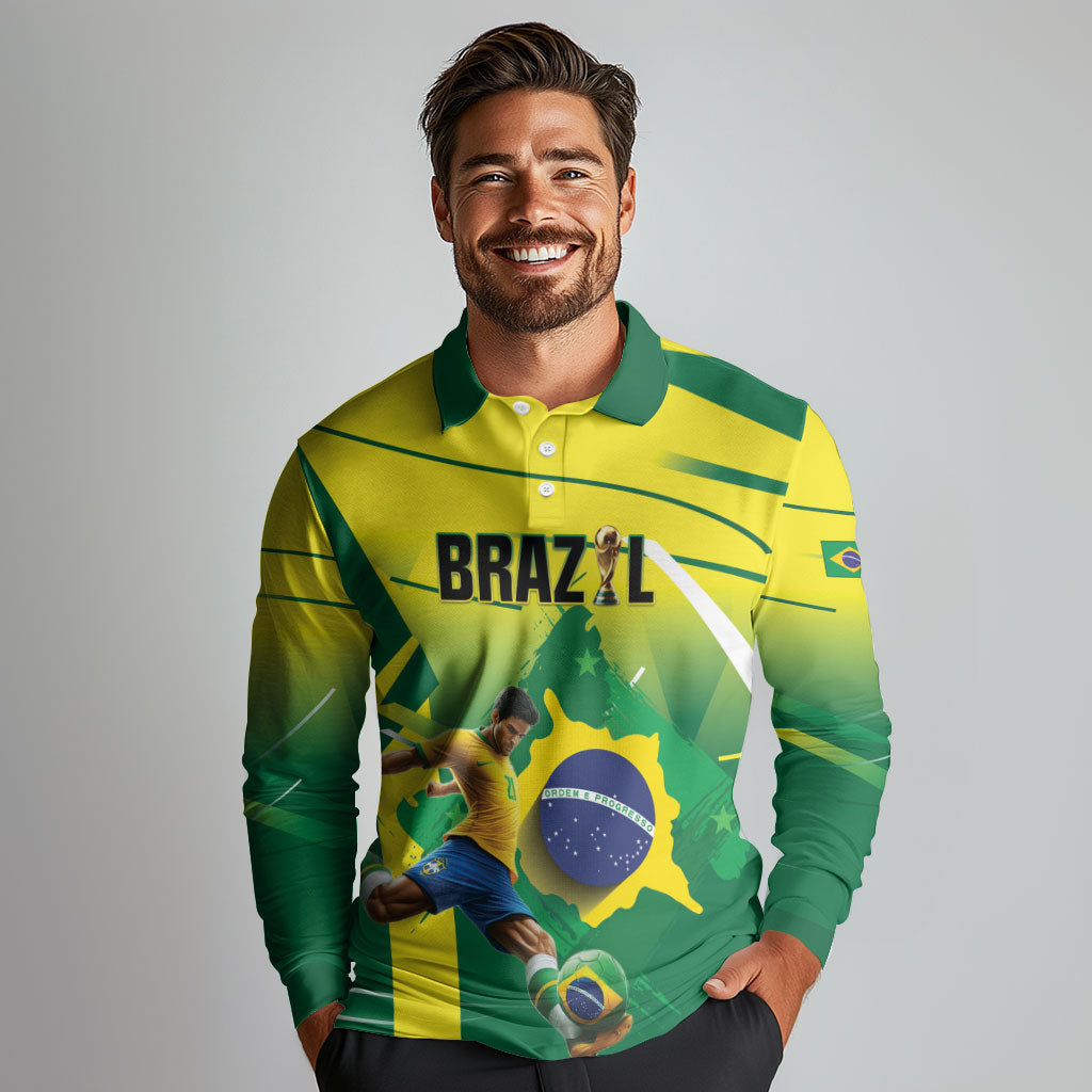 Custom Brazil 2026 World Football Long Sleeve Polo Shirt Selecao Champions