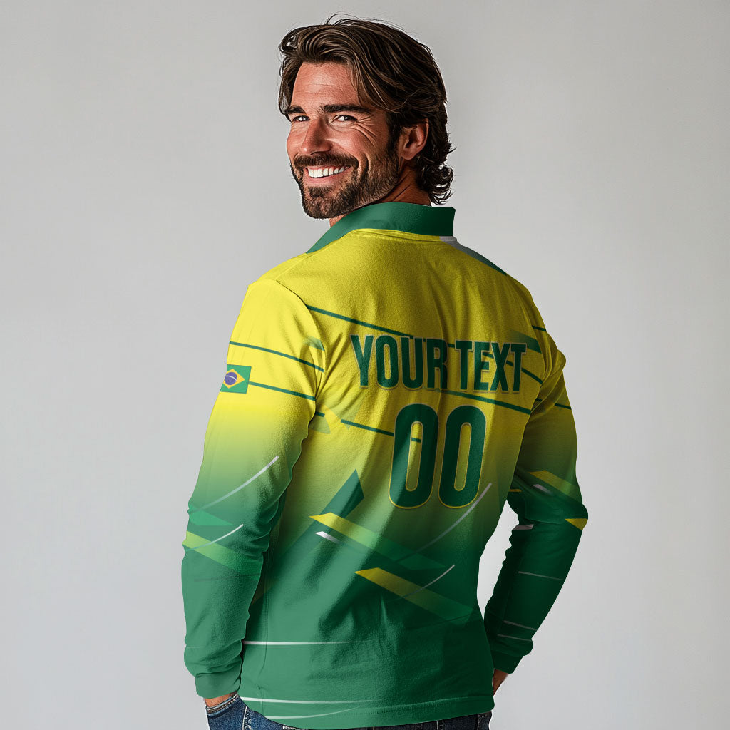 Custom Brazil 2026 World Football Long Sleeve Polo Shirt Selecao Champions