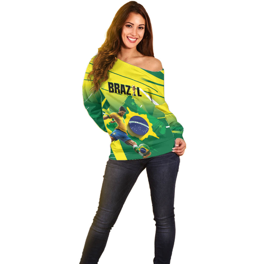 Custom Brazil 2026 World Football Off Shoulder Sweater Selecao Champions