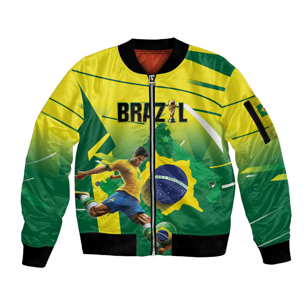 Custom Brazil 2026 World Football Sleeve Zip Bomber Jacket Selecao Champions