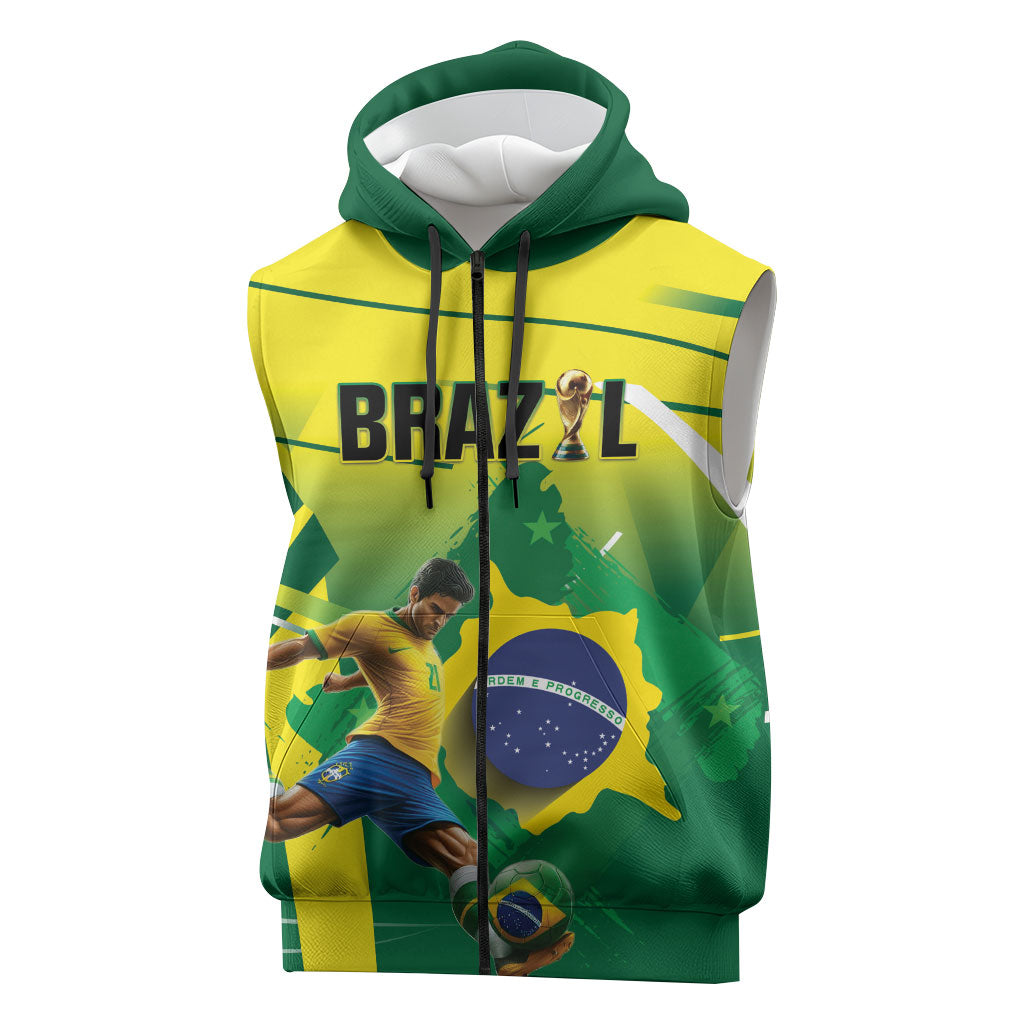 Custom Brazil 2026 World Football Sleeveless Zip Hoodie Selecao Champions