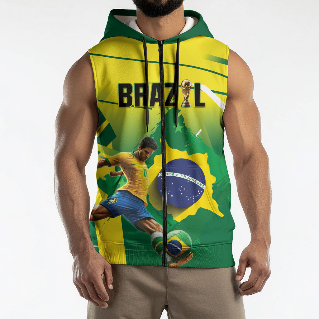 Custom Brazil 2026 World Football Sleeveless Zip Hoodie Selecao Champions